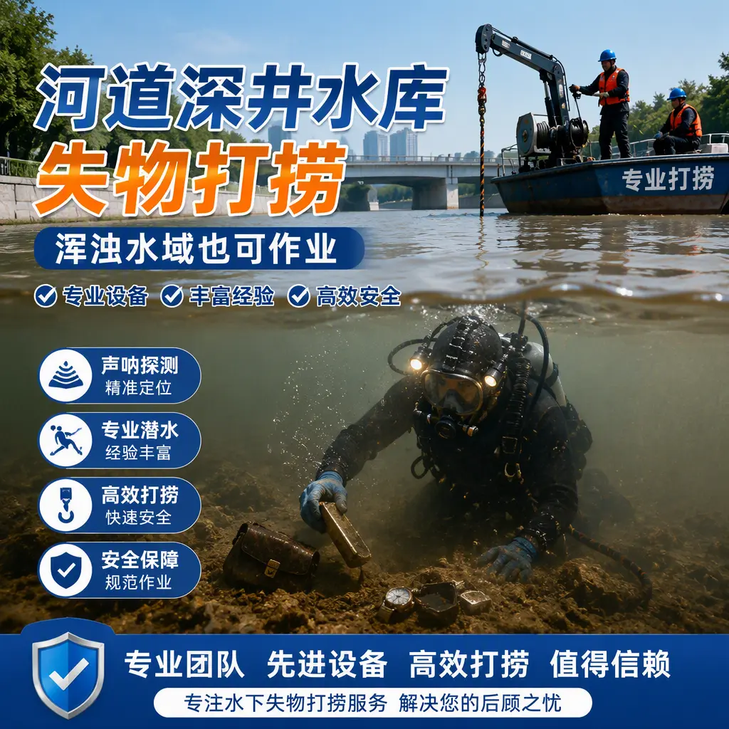 河道深井水库失物打捞,浑浊水域也可作业芝罘