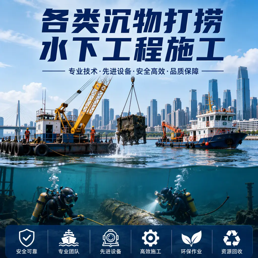 芝罘各类沉物打捞,水下工程施工
